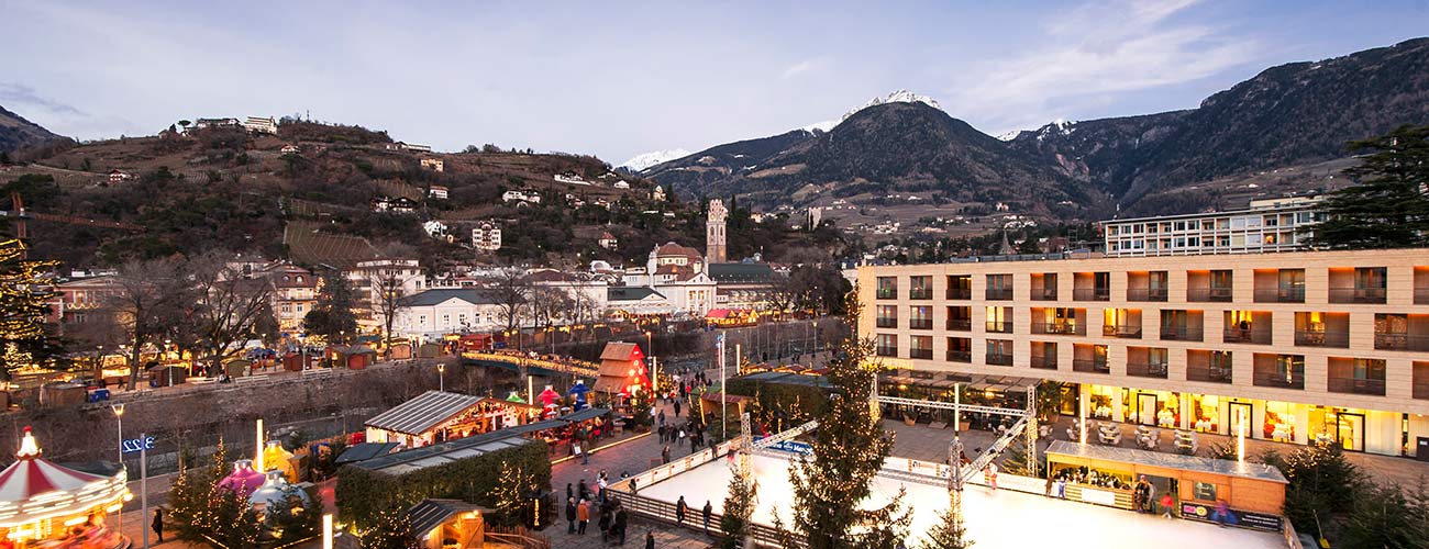 The square of the city of Merano during the Christmas Markets