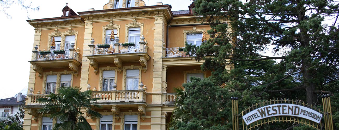 The entrance of Hotel Westend in Merano